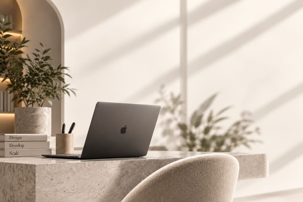 Creative technology desk workspace